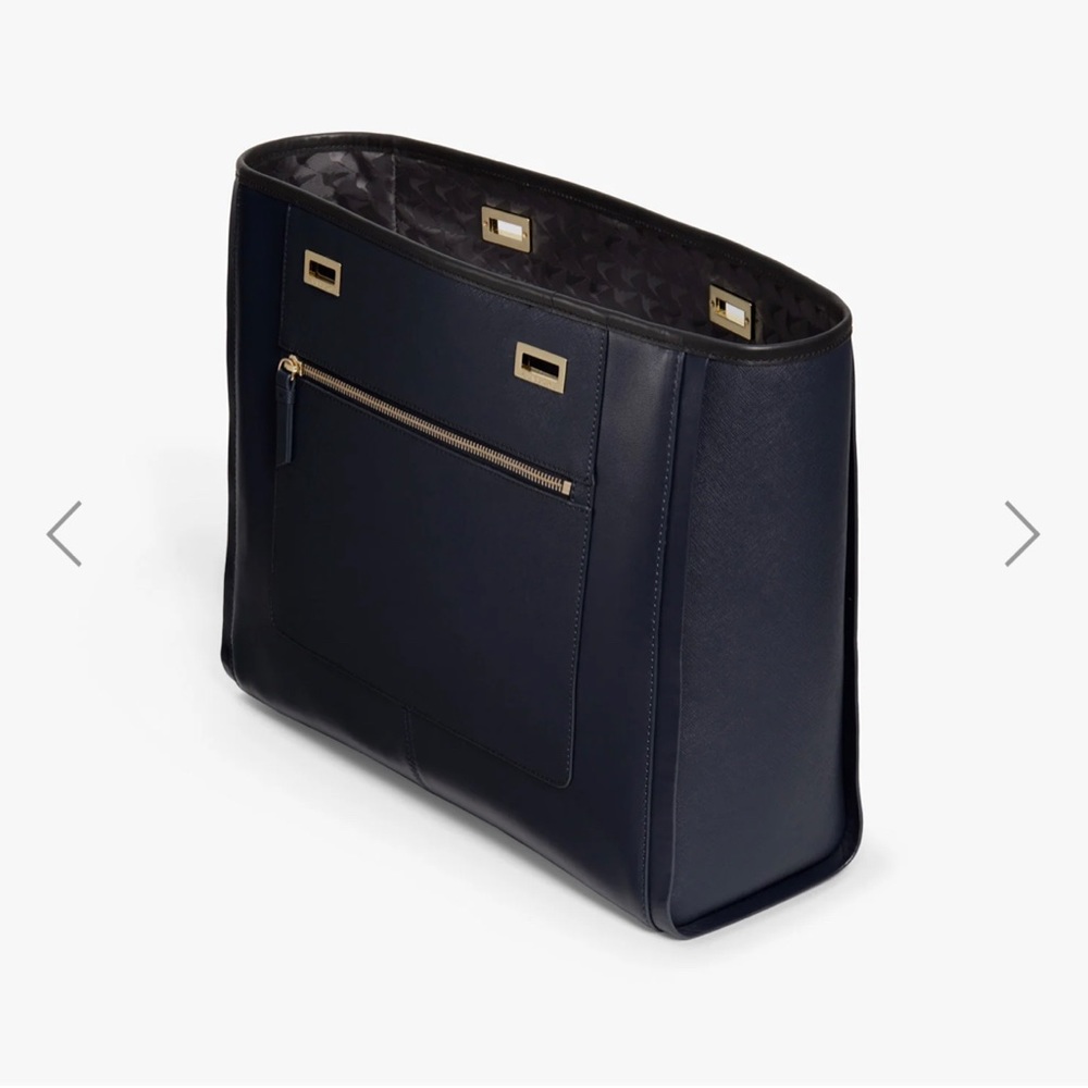 Navy Lo & Sons Seville Nappa/Saffiano Shell 15”